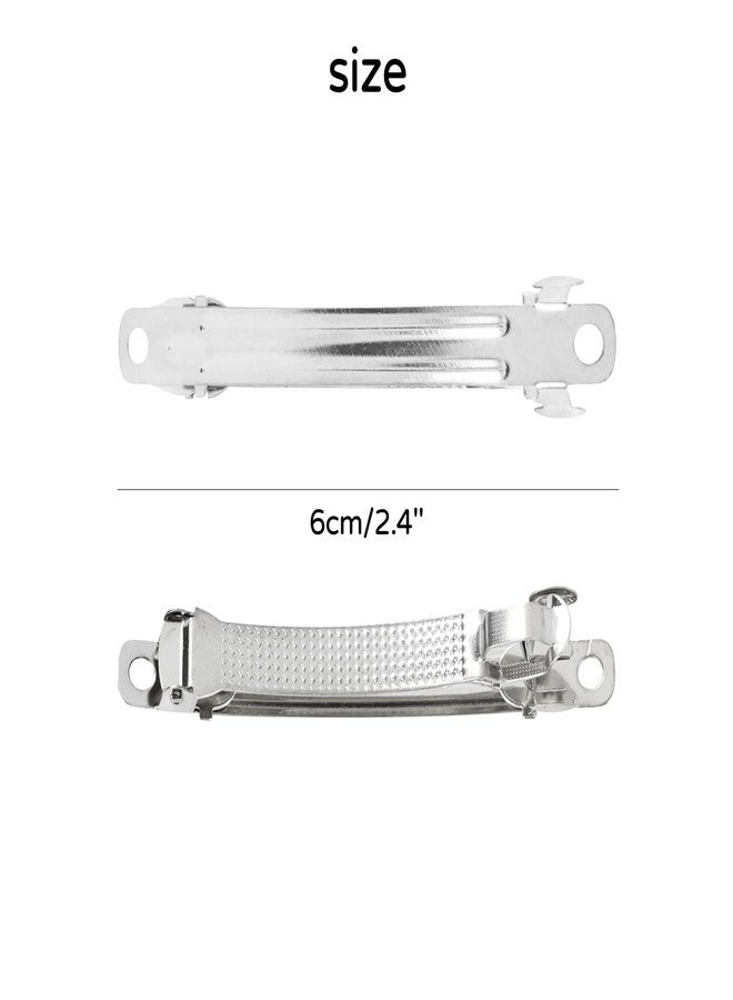 Dizila 50 Pack 6cm/2.4 Inch Plain Blank Silver Metal DIY Craft French Barrettes Automatic Spring Snap Hair Clips Clasps Accessories for Women Girls Teens - Image 2